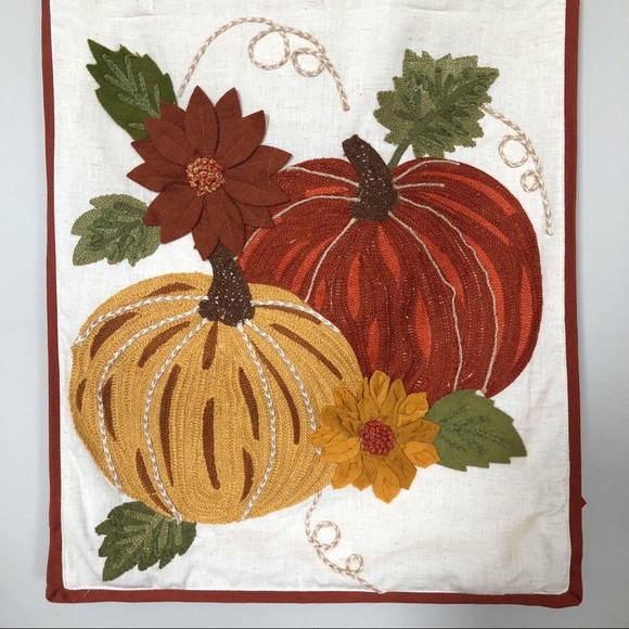 Handmade in India Embroidered Pumpkin Fall Table Runner 72" x 16.5" - Picture 9 of 10